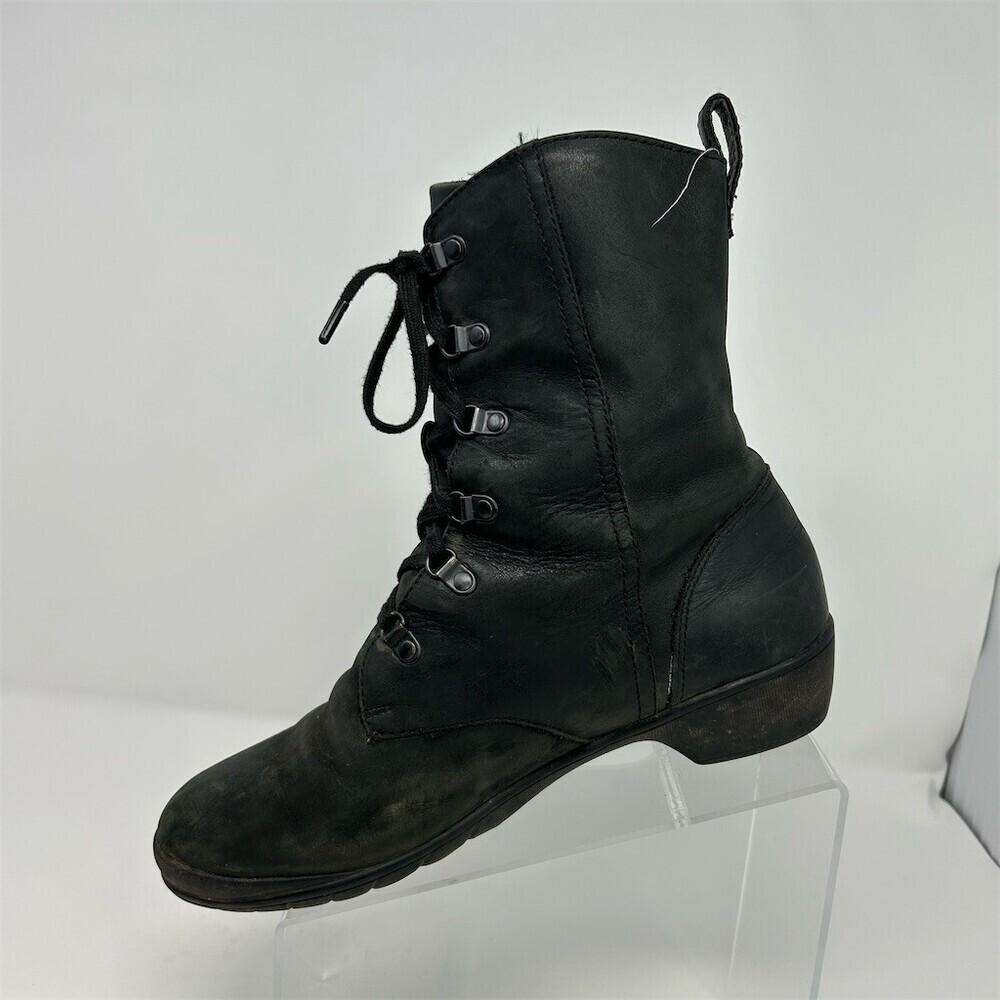 Bogs Carrie Lace Mid Combat Boots Black Leather Waterproof Lace Up Size 10 - Picture 4 of 14